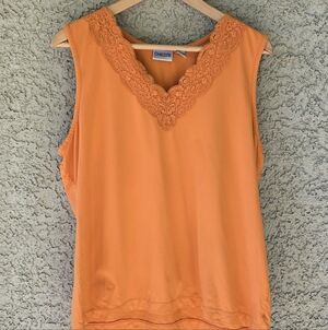 Chicos Pumpkin Lace Trim Tank